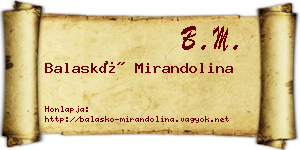 Balaskó Mirandolina névjegykártya